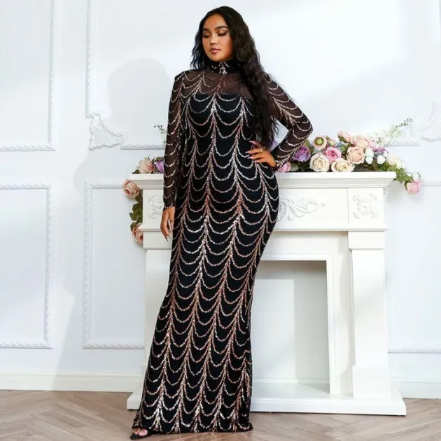 Long Dress Plus Size Round Neck