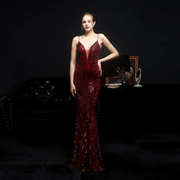 Sequined Mermaid Evening Dress