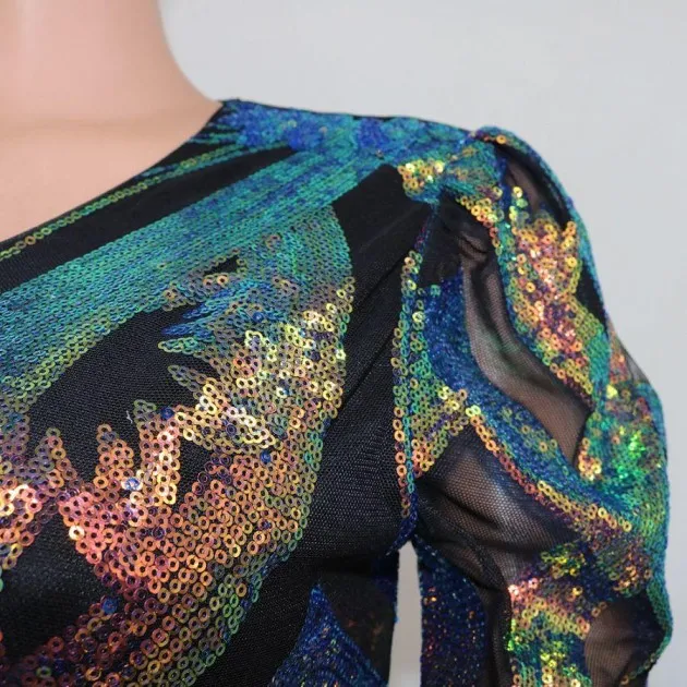 Fashion Stitching Sequin Dress