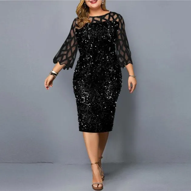 Plus Size Sequin Party Dress
