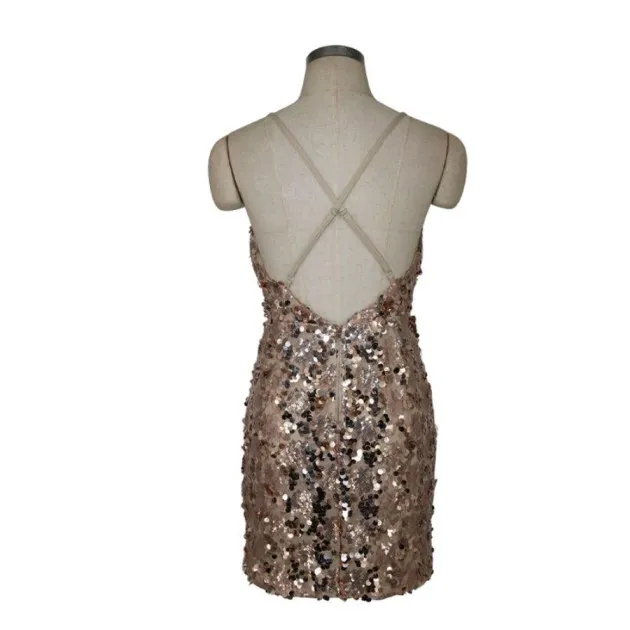sexy sequin dress deep V-neck sling bag hip dress