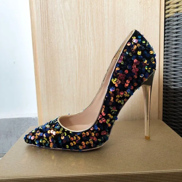 Colorful Beads Pointed Pumps High Heels