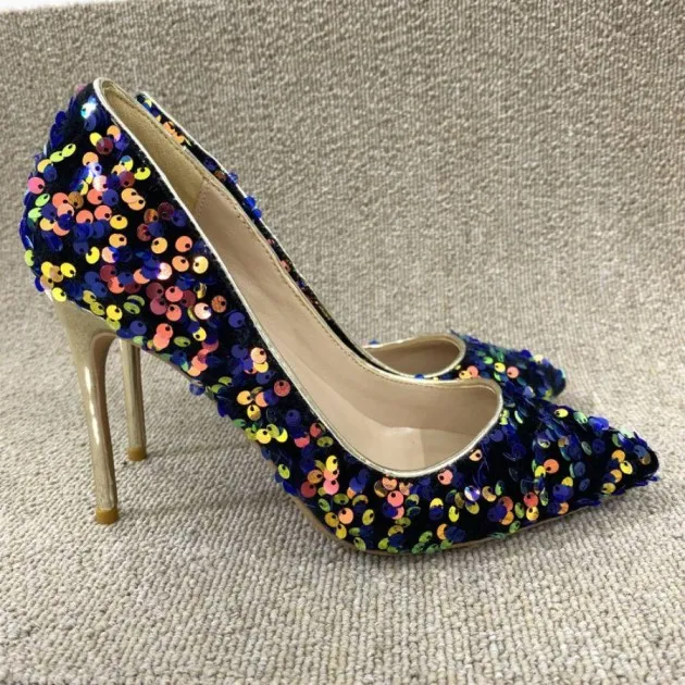 Colorful Beads Pointed Pumps High Heels