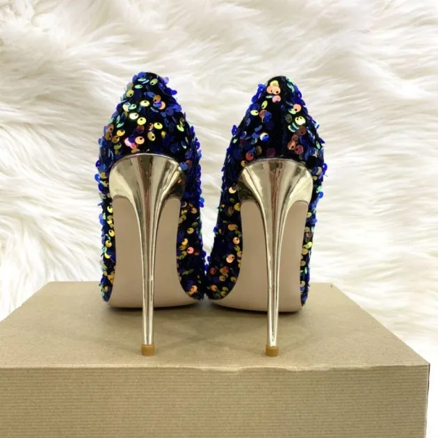 Colorful Beads Pointed Pumps High Heels