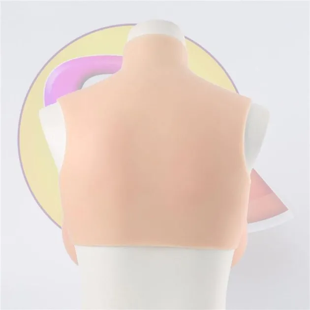 Silicone Breast Plates Short High Collar Filled CD Cross-dressing breast prosthetics