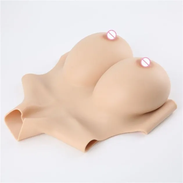 Silicone Breast Plates Short High Collar Filled CD Cross-dressing breast prosthetics