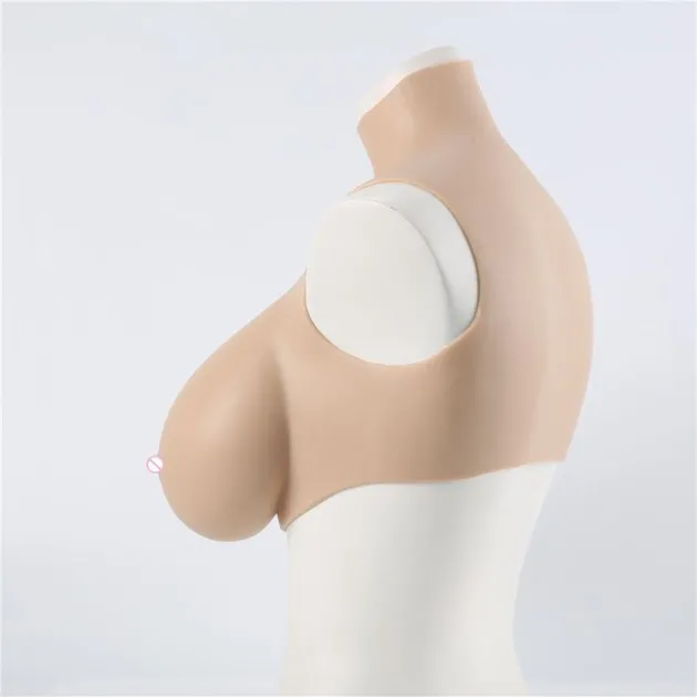 Silicone Breast Plates Short High Collar Filled CD Cross-dressing breast prosthetics