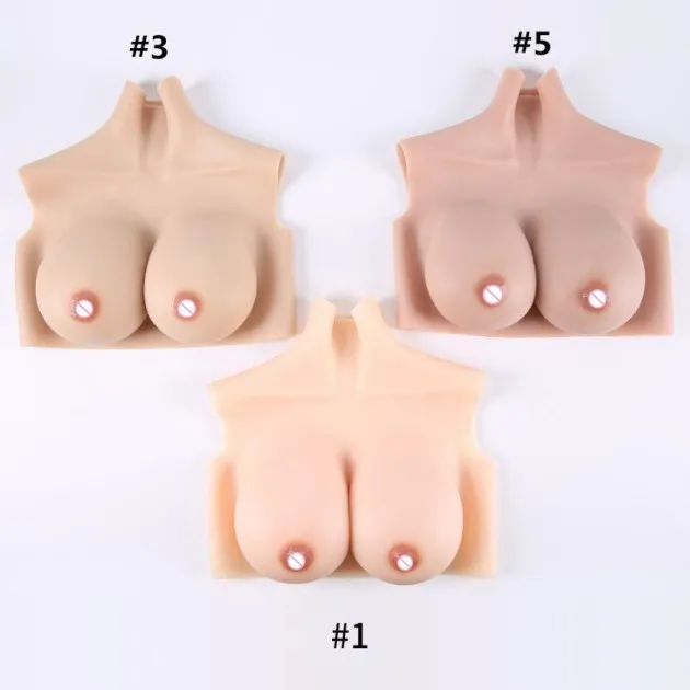 Silicone Breast Plates Short High Collar Filled CD Cross-dressing breast prosthetics
