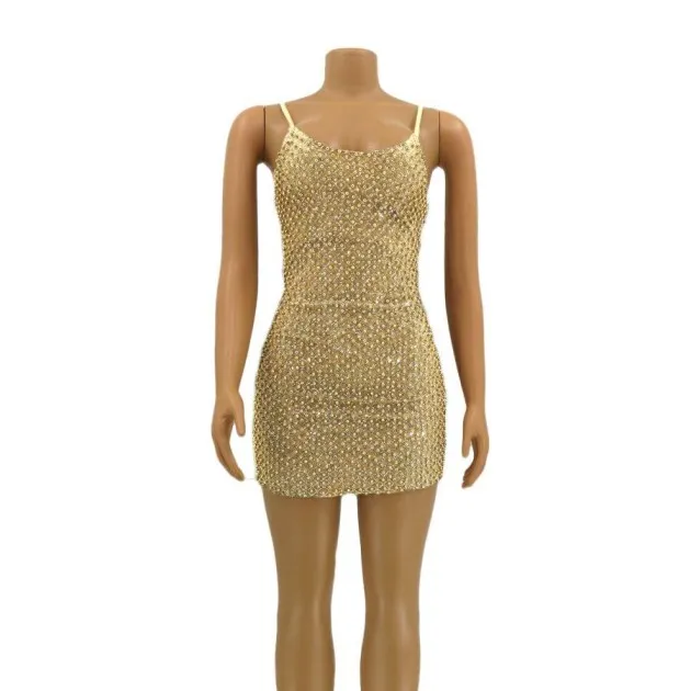 Sexy Sequin Suspender Dress Nightclub Outfit