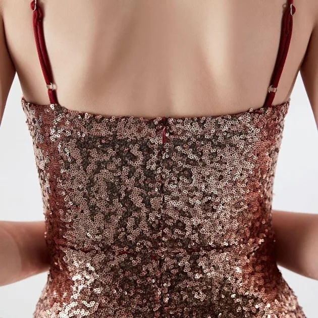 Sling Sequin Wrapped Chest See-through Hip Dress