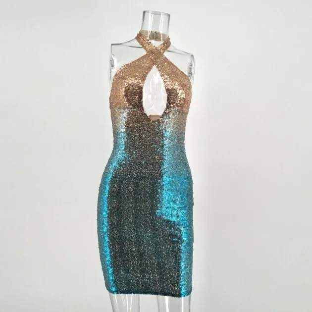 Dress sexy color sequin dress