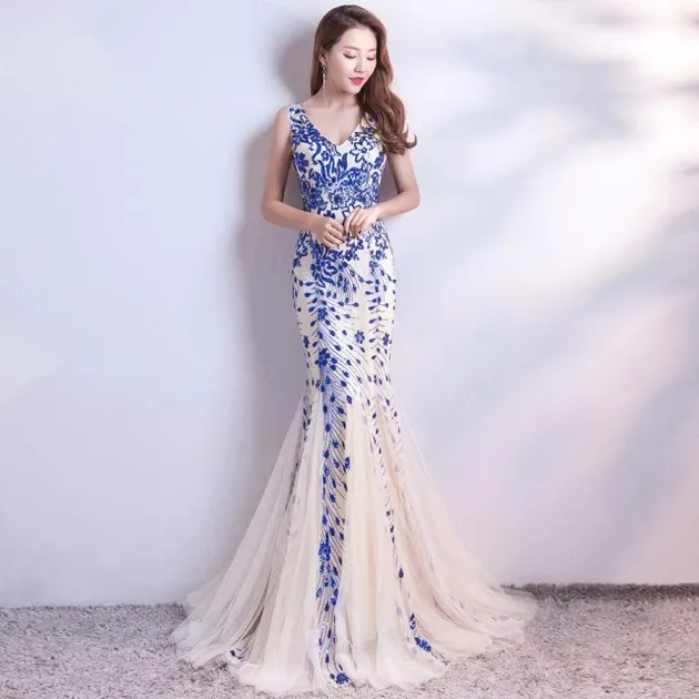 Elegant Temperament Long Fishtail Sequin Sexy Dress