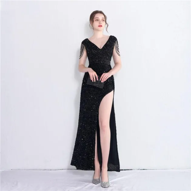 Handmade Sequins Temperament Slit Long Fishtail Skirt