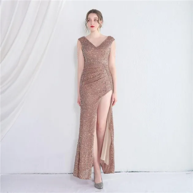 Handmade Sequins Temperament Slit Long Fishtail Skirt