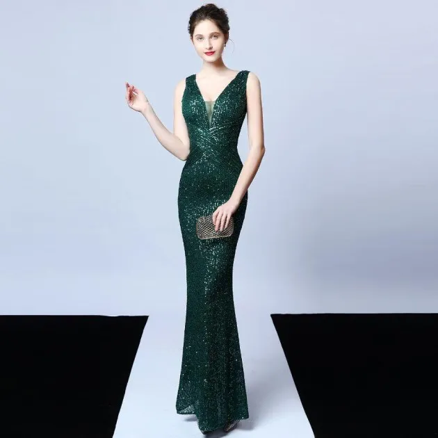 Banquet Temperament Elegant Long Sleeve Sequins