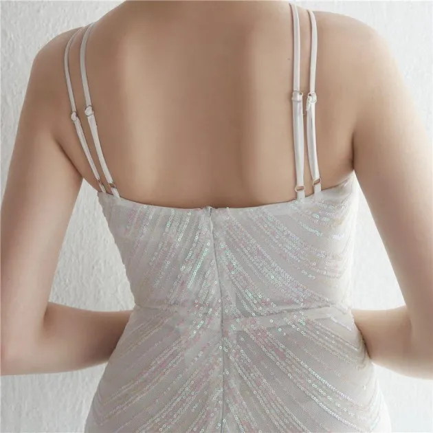 Flower Sequins White Chiffon Skirt Craft Order