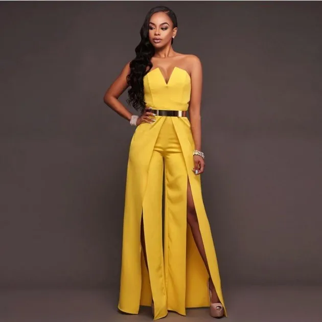 Hollow Long Jumpsuit Zipper Fitted Split Elegant Wide Leg Jumpsuit