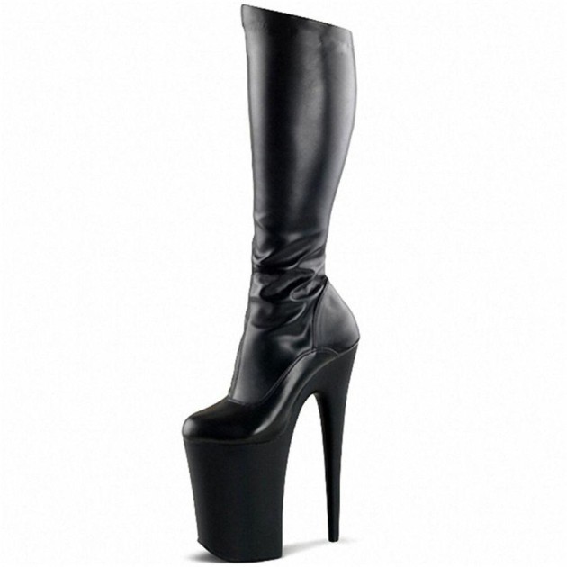 European And American 20Cm Stiletto High Heel Boots Black Patent Leather High Heel Boots