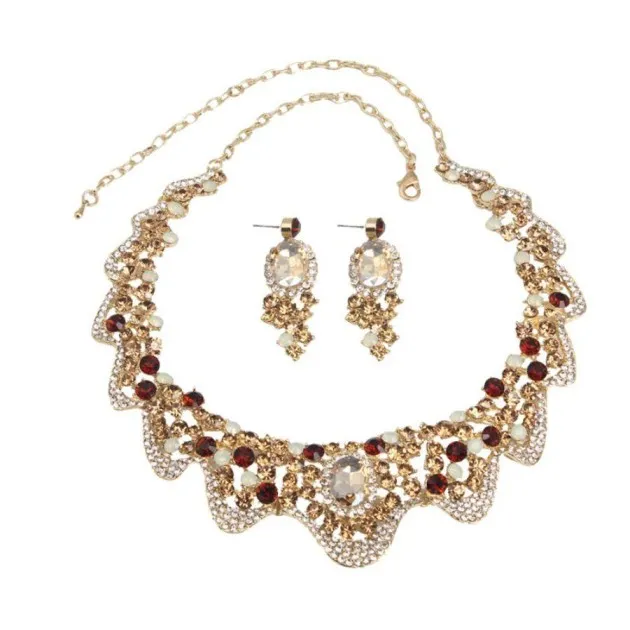 Diamond Geometric Collar Necklace Set