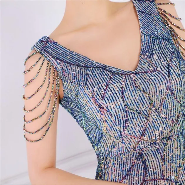Banquet Evening Dress Magic Color Beads Short