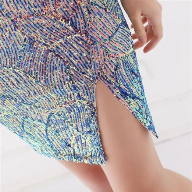 Banquet Evening Dress Magic Color Beads Short