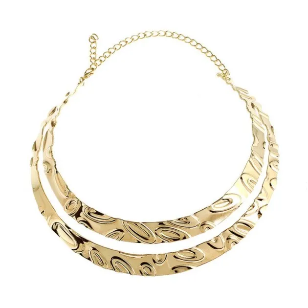 Metal Oval Pattern Short Necklace