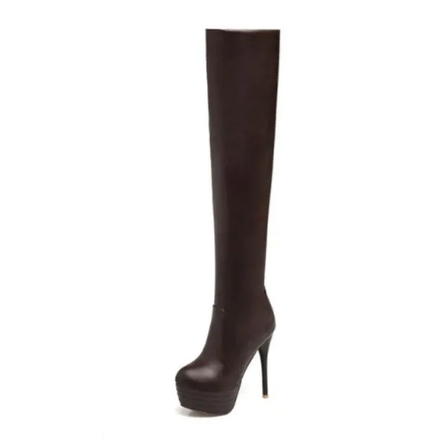 Round Nose Platform Boots 13 Cm