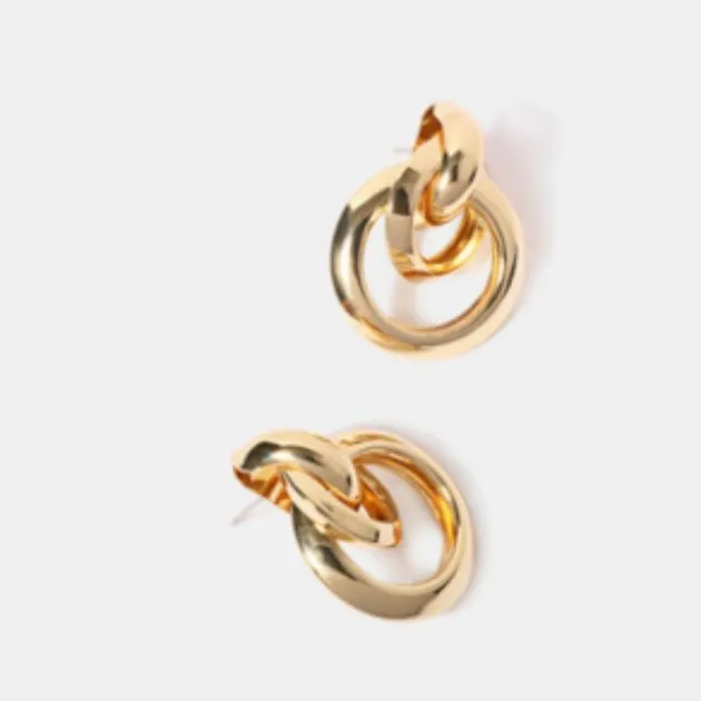 Stud Earrings Atmosphere Metal Ring Buckle Hollow