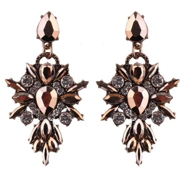 Colorful crystal geometric drop with diamonds exaggerated exquisite earrings