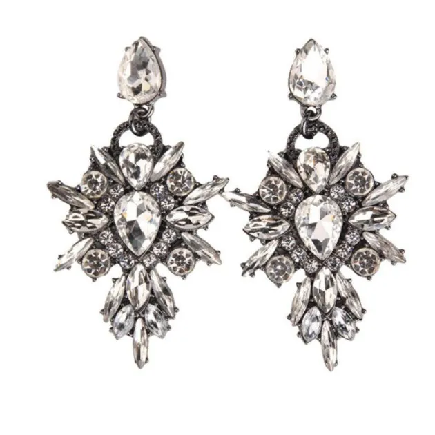 Colorful crystal geometric drop with diamonds exaggerated exquisite earrings