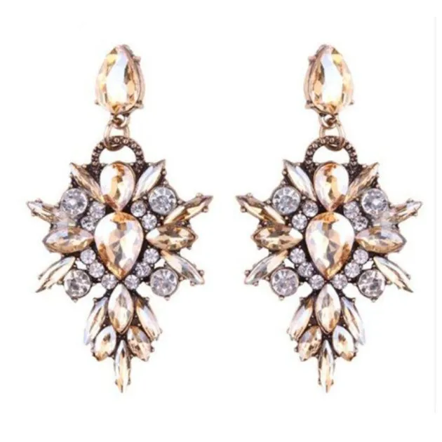 Colorful crystal geometric drop with diamonds exaggerated exquisite earrings