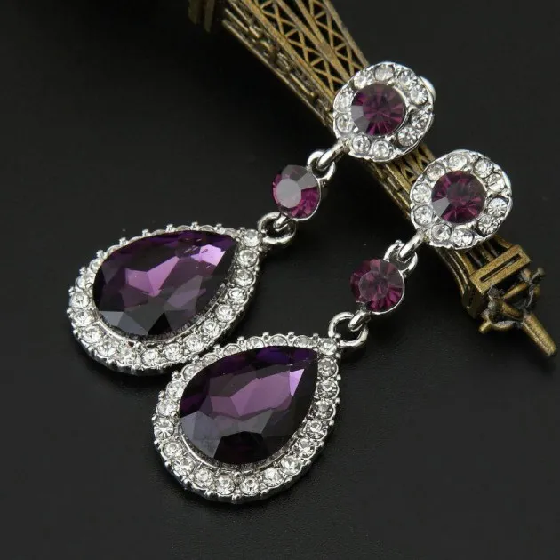 Shiny drop crystal earrings