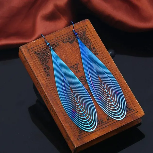 Openwork water drops colorful earrings