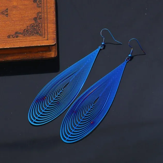 Openwork water drops colorful earrings