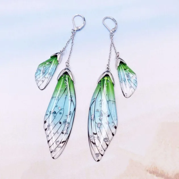 Temperament Long Butterfly Crystal Earrings 