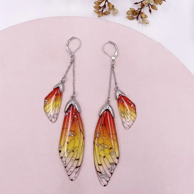Temperament Long Butterfly Crystal Earrings 