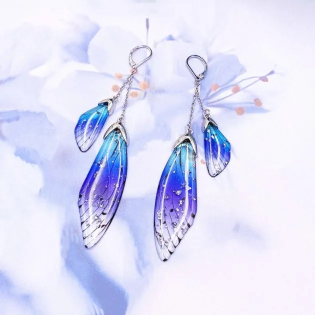 Temperament Long Butterfly Crystal Earrings 