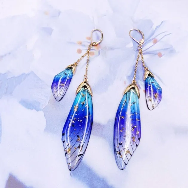 Temperament Long Butterfly Crystal Earrings 