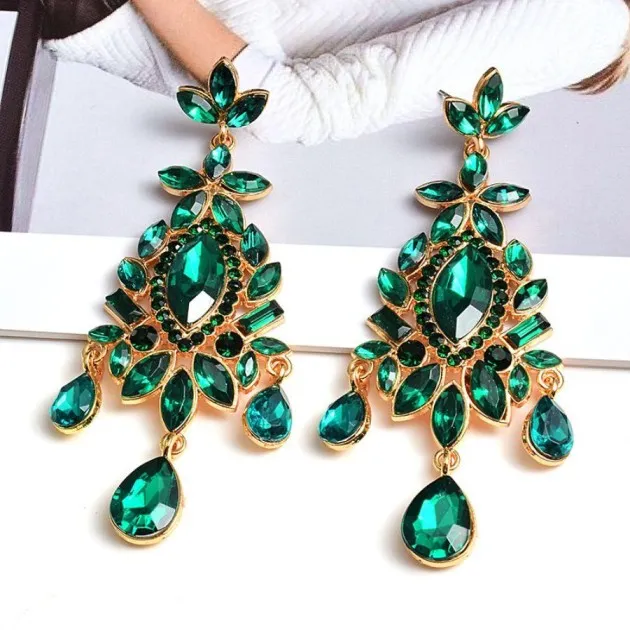 Vintage Elegant Drop-shaped Earrings Luxury Crystal Hanging Style