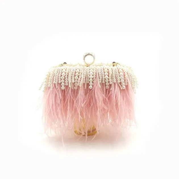 Ostrich Hair Bag Fashion Clutch Bag