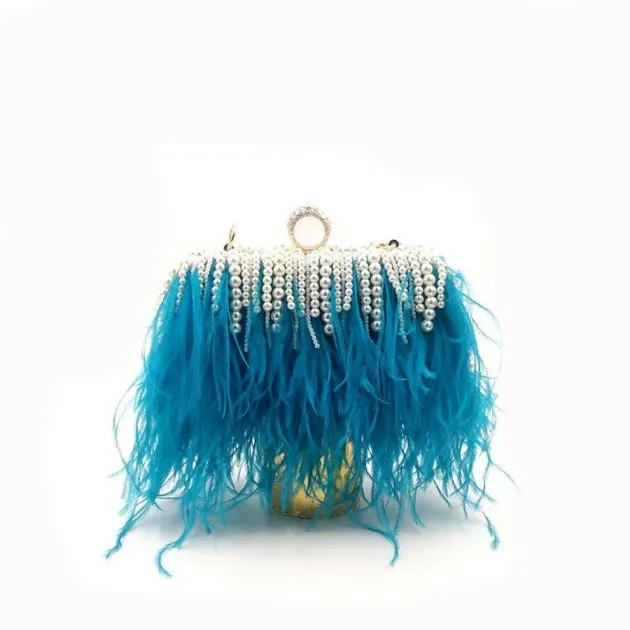 Bolso de pelo de avestruz Bolso de embrague de moda