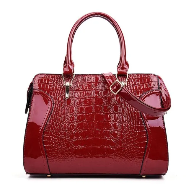 Crocodile Print Smiley One-Shoulder Cross Bag