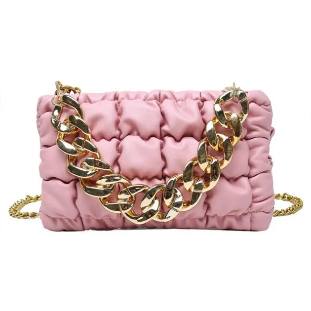 Lattice Thick Chain Portable Small Square Bag