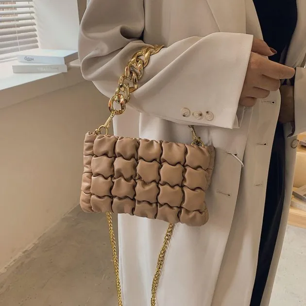 Lattice Thick Chain Portable Small Square Bag