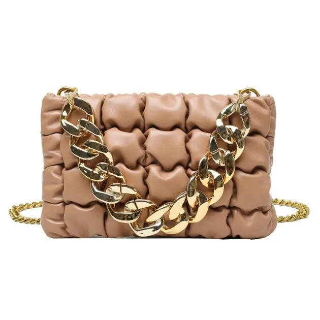 Lattice Thick Chain Portable Small Square Bag