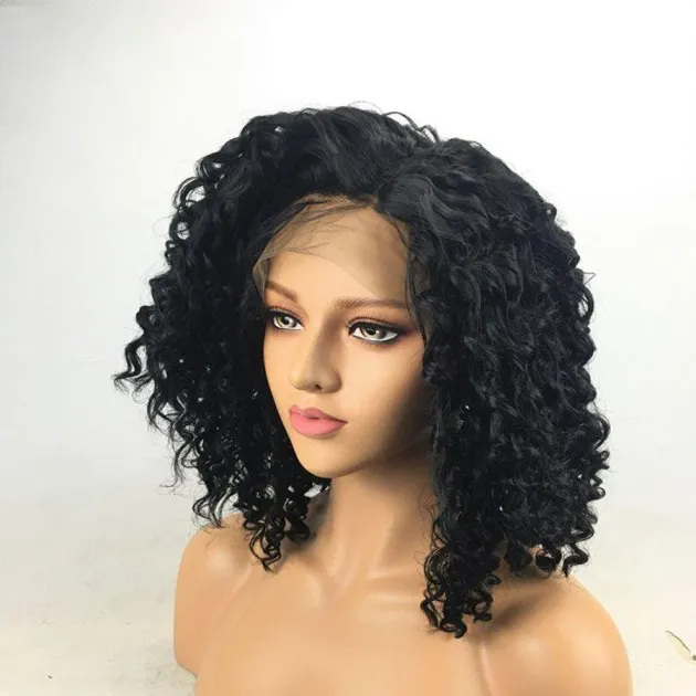 Serenity Black Small Curly Front Lace Wig