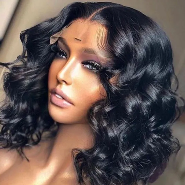 Serenity Front Lace Short Black Curly Hair Wig