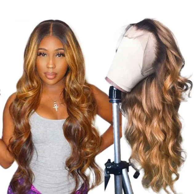 Gabriella Ombre Front Lace Human Hair Wigs Remy Colorful