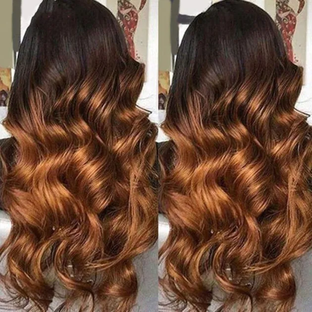Gabriella Ombre Front Lace Human Hair Wigs Remy Colorful