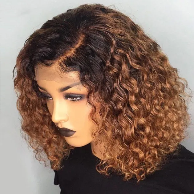 Burgundy Gradient Color Wig Lace Front Short Bob Wig